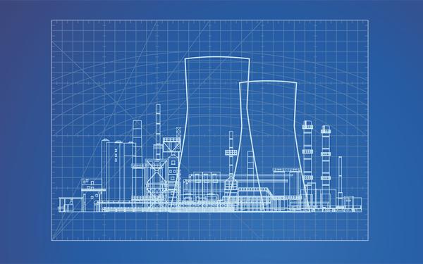 Nuclear power plant blueprint vector illustration credit_istock-183155135.