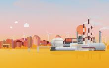 Fossil fuel versus renewable energy illustration concept.gettyimages-1408814093_