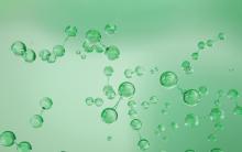 Green Hydrogen, H2 molecule. CREDIT_iStock-2220036062