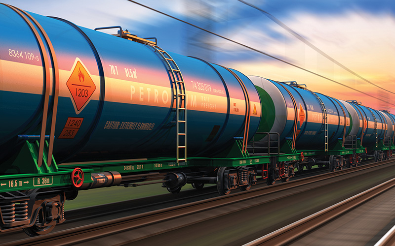 Freight train wtih petroleum tankcars.CREDIT_iStock-498791427